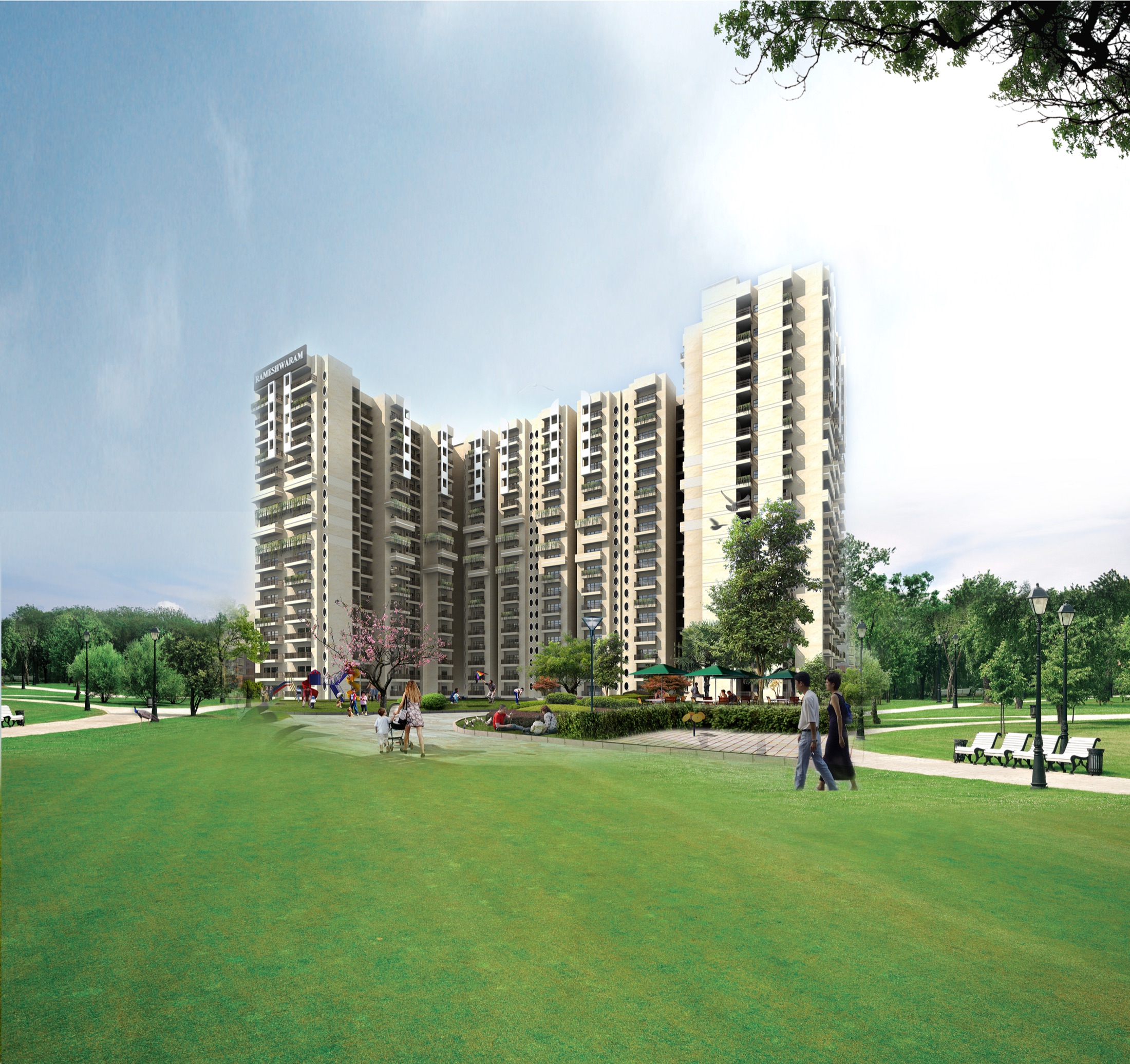Architectural render of Star Rameshwaram with landscaped grounds